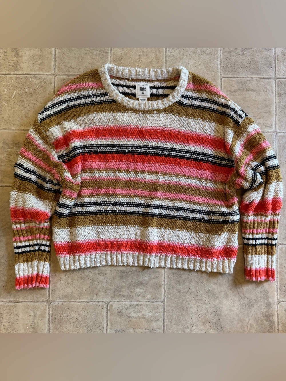 Billabong Easy Going multicolor stripe cotton sweater medium